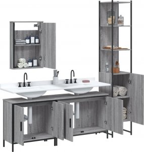 vidaXL 4-częściowy zestaw mebli łazienkowych, szary dąb sonoma 4