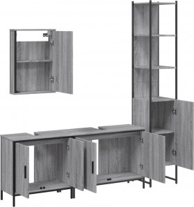 vidaXL 4-częściowy zestaw mebli łazienkowych, szary dąb sonoma 5