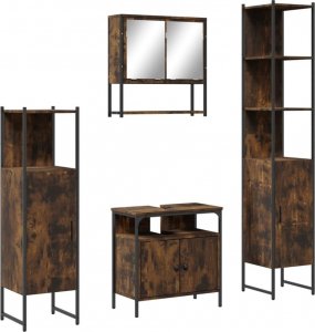 vidaXL 4-częściowy zestaw mebli łazienkowych, przydymiony dąb 2