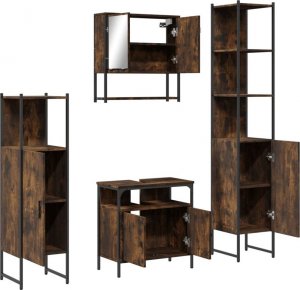 vidaXL 4-częściowy zestaw mebli łazienkowych, przydymiony dąb 5