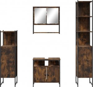 vidaXL 4-częściowy zestaw mebli łazienkowych, przydymiony dąb 6