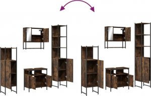 vidaXL 4-częściowy zestaw mebli łazienkowych, przydymiony dąb 9