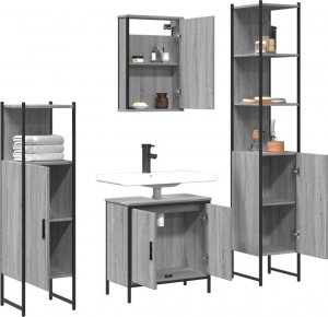 vidaXL 4-częściowy zestaw mebli łazienkowych, szary dąb sonoma 4