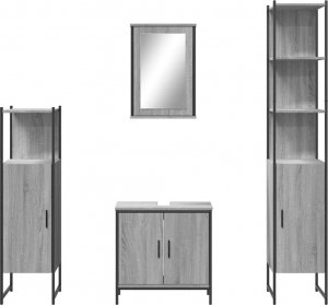 vidaXL 4-częściowy zestaw mebli łazienkowych, szary dąb sonoma 5