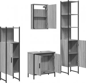 vidaXL 4-częściowy zestaw mebli łazienkowych, szary dąb sonoma 6