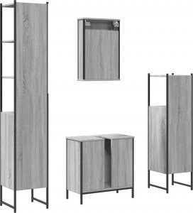 vidaXL 4-częściowy zestaw mebli łazienkowych, szary dąb sonoma 8