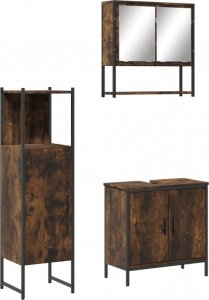 vidaXL 3-częściowy zestaw mebli łazienkowych, przydymiony dąb 2