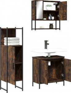 vidaXL 3-częściowy zestaw mebli łazienkowych, przydymiony dąb 4