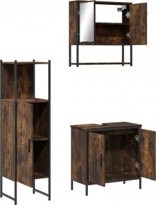 vidaXL 3-częściowy zestaw mebli łazienkowych, przydymiony dąb 5