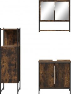 vidaXL 3-częściowy zestaw mebli łazienkowych, przydymiony dąb 6