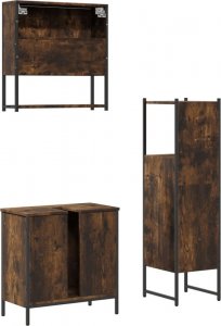 vidaXL 3-częściowy zestaw mebli łazienkowych, przydymiony dąb 8