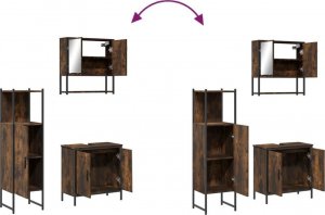 vidaXL 3-częściowy zestaw mebli łazienkowych, przydymiony dąb 9