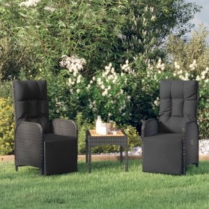 TRITON Rozkładane krzesła ogrodowe z poduszkami, 2 szt., polirattan 1