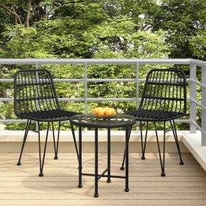 TRITON Krzesła ogrodowe, 2 szt., czarne, 48x62x84 cm, rattan PE 1