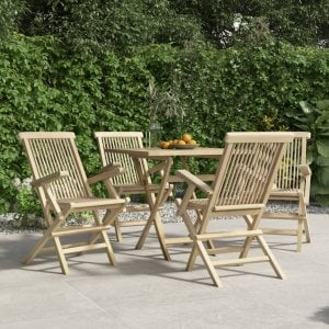 TRITON Składane krzesła ogrodowe, 4 szt., szare, 56x61x89 cm, tekowe 1