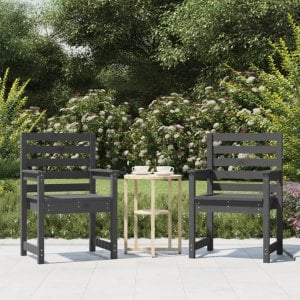 TRITON Krzesła ogrodowe, 2 szt., szare, 60x48x91 cm, lita sosna 1