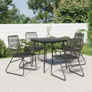 vidaXL vidaXL Krzesła ogrodowe, 4 szt., czarne, 58x59x85,5 cm, rattan PVC 1