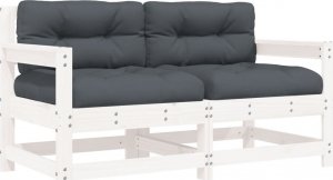 vidaXL Fotele ogrodowe z poduszkami, 2 szt, białe, lite drewno sosnowe 2