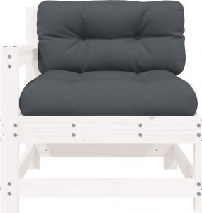 vidaXL Fotele ogrodowe z poduszkami, 2 szt, białe, lite drewno sosnowe 5