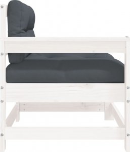 vidaXL Fotele ogrodowe z poduszkami, 2 szt, białe, lite drewno sosnowe 6