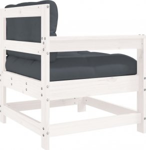 vidaXL Fotele ogrodowe z poduszkami, 2 szt, białe, lite drewno sosnowe 7