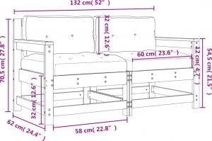 vidaXL Fotele ogrodowe z poduszkami, 2 szt, białe, lite drewno sosnowe 10