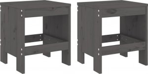 vidaXL vidaXL Stołki ogrodowe, 2 szt, szare, 40x36x45 cm, lite drewno sosnowe 2
