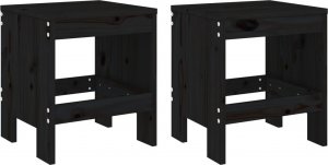 vidaXL vidaXL Stołki ogrodowe, 2 szt., czarne, 40x36x45 cm, drewno sosnowe 2