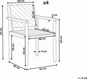 Beliani Krzesło ogrodowe Zestaw 4 Drewno Jasne drewno BARATTI 3