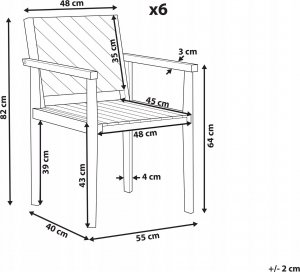 Beliani Zestaw 6 krzeseł ogrodowych drewno akacjowe BARATTI 3