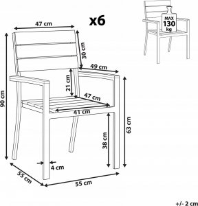 Beliani Zestaw 6 krzeseł ogrodowych beżowy COMO 3