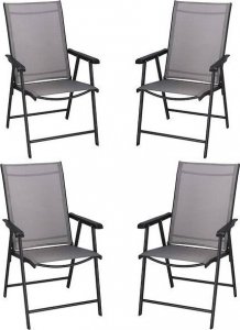 Springos Krzesła ogrodowe, metalowe na balkon, zestaw 4 krzeseł na taras składane szaro-czarne UNIWERSALNY 1