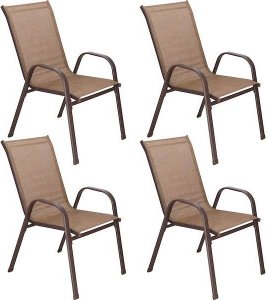 Springos Krzesła ogrodowe, metalowe na balkon, zestaw 4 krzeseł na taras brązowe UNIWERSALNY 1