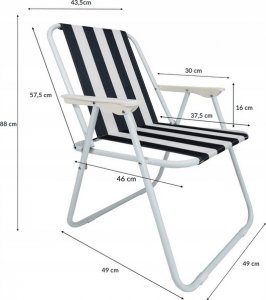 kontrast Krzesło ogrodowe składane turystyczne ATENA PRO niebiesko-białe 2