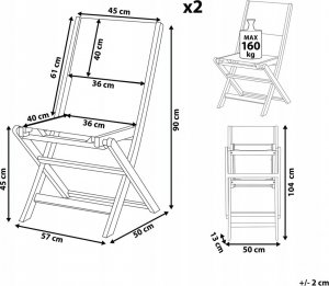 Beliani Zestaw 2 krzeseł ogrodowych akacjowy ciemne drewno CESANA 9