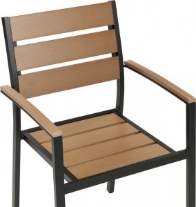 Beliani Zestaw 6 krzeseł ogrodowych jasne drewno z czarnym VERNIO 6