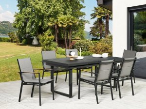 Beliani Zestaw 6 krzeseł ogrodowych czarny BUSSETO 2
