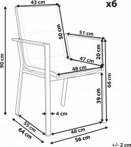 Beliani Zestaw 6 krzeseł ogrodowych czarny BUSSETO 3
