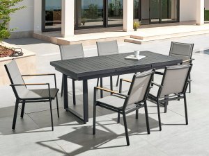 Beliani Zestaw 6 krzeseł ogrodowych czarny BUSSETO 4