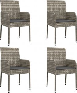 vidaXL Krzesła ogrodowe z poduszkami, 4 szt., polirattan, szare 2