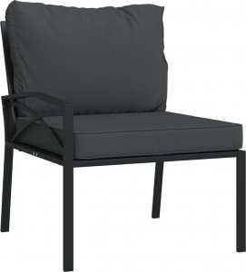 vidaXL Krzesła ogrodowe z szarymi poduszkami, 2 szt, 62x75x79 cm, stal 3