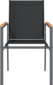 vidaXL Krzesła ogrodowe, 4 szt, czarne, 55x61,5x90cm, textilene i stal 4