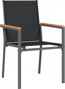 vidaXL Krzesła ogrodowe, 6 szt, czarne, 55x61,5x90cm, textilene i stal 3