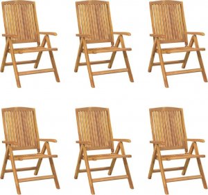vidaXL Rozkładane krzesła ogrodowe z poduszkami, 6 szt., drewno tekowe 3