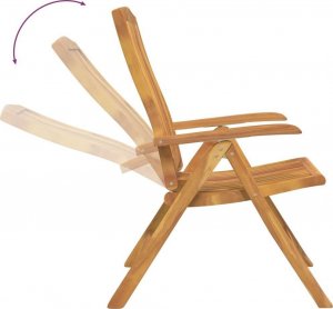 vidaXL Rozkładane krzesła ogrodowe z poduszkami, 6 szt., drewno tekowe 8