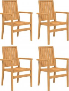 vidaXL Sztaplowane krzesła ogrodowe, 4 szt., 56,5x57,5x91 cm, tekowe 2