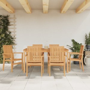 vidaXL Sztaplowane krzesła ogrodowe, 6 szt., 56,5x57,5x91 cm, tekowe 1