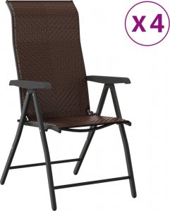 vidaXL vidaXL Składane krzesła ogrodowe, 4 szt., brązowe, polirattan 2