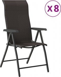 vidaXL vidaXL Składane krzesła ogrodowe, 8 szt., czarna kawa, polirattan 2