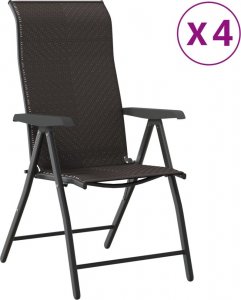 vidaXL vidaXL Składane krzesła ogrodowe, 4 szt., czarna kawa, polirattan 2